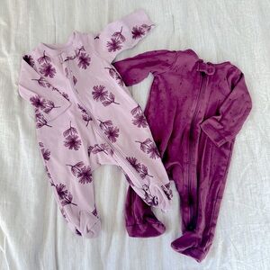 Two 0-3 month Sleepers / baby girl footie pajamas